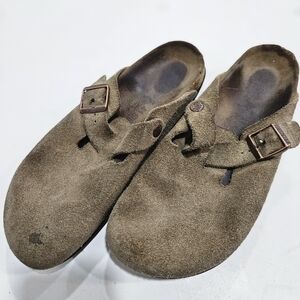 Birkenstock Boston Soft FootbedSuede Leather Clogs toupe size 41 10.5